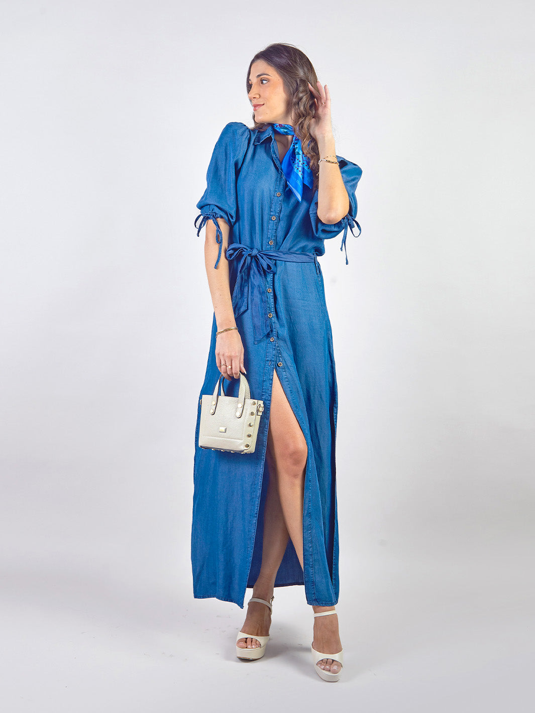 THESSA VESTIDO CAMISERO LARGO CON MANGAS AL CODO – Michelle Belau