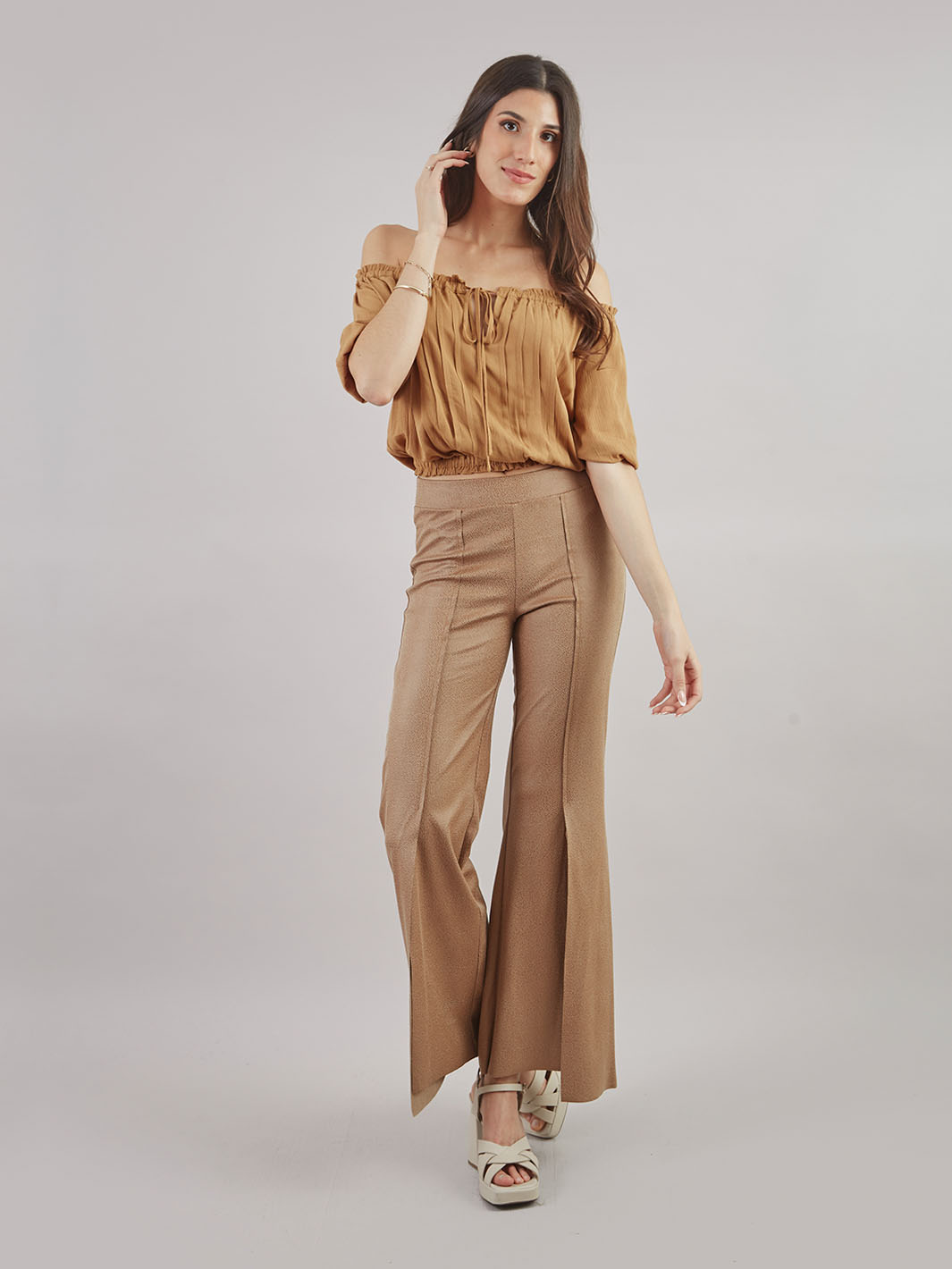 Pantalon discount flare marron