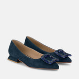 ZAPATO PLANO ADORNO CUADRADO NVY