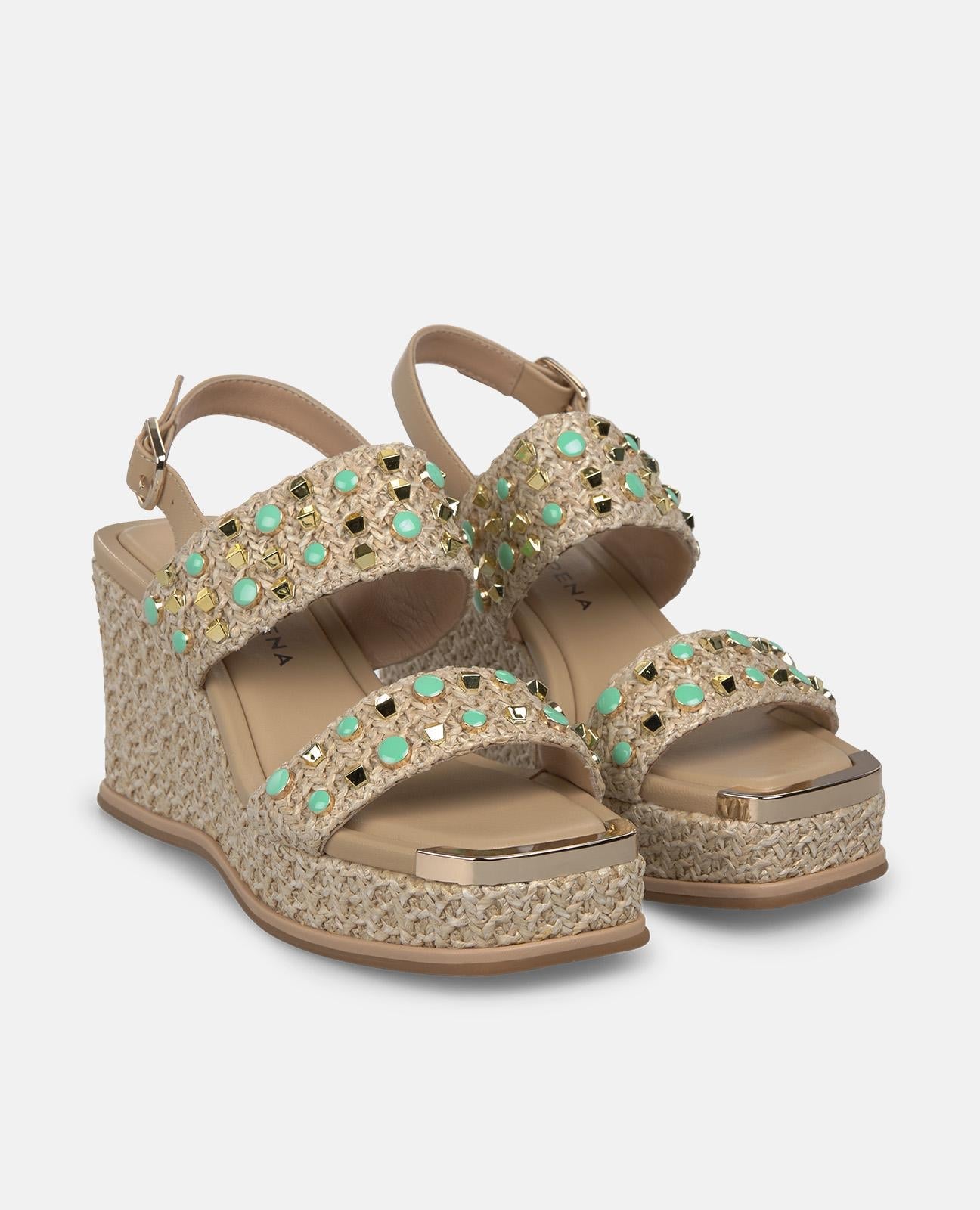 SANDALIA CUÑA ALTA V265755 BEIGE