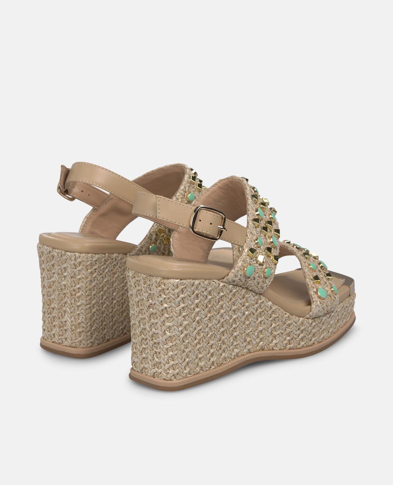 SANDALIA CUÑA ALTA V265755 BEIGE