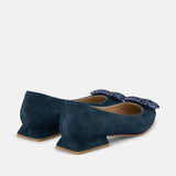 ZAPATO PLANO ADORNO CUADRADO NVY
