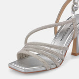 SANDALIA TIRAS CRUZADAS PEDRERÍA SILVER
