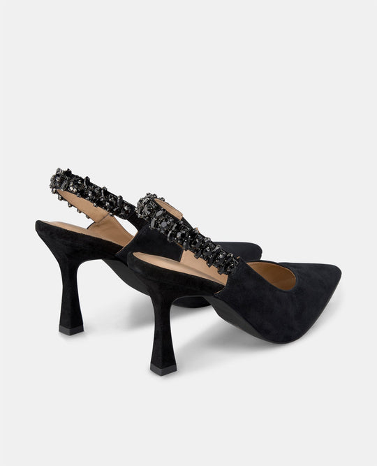 ZAPATO TACÓN TIRA CON PEDRERÍA