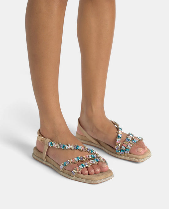 SANDALIA TEXTIL PEDRERÍA