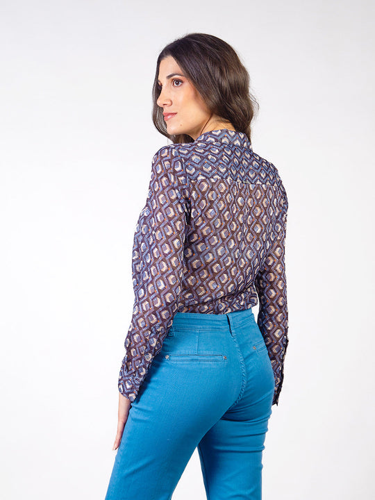 GAIA - BLUSA CAMISERA MANGA LARGA