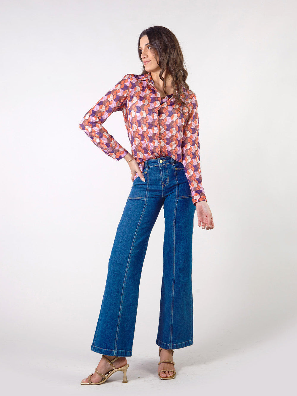 GAIA - BLUSA CAMISERA MANGA LARGA