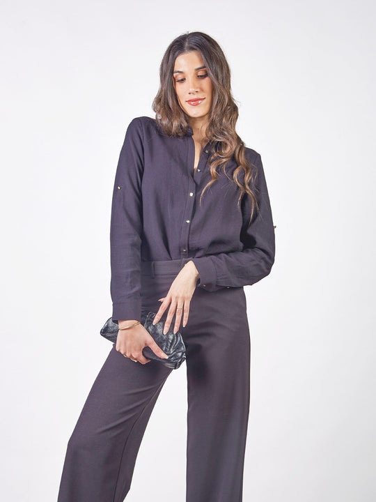 BECCA - BLUSA CAMISERA MANGA LARGA