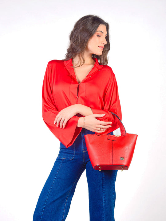 AIDA – LONG-SLEEVE BLOUSE WITH MANDARIN COLLAR