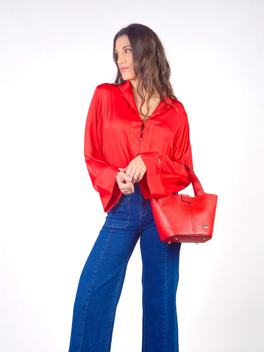 AIDA – LONG-SLEEVE BLOUSE WITH MANDARIN COLLAR