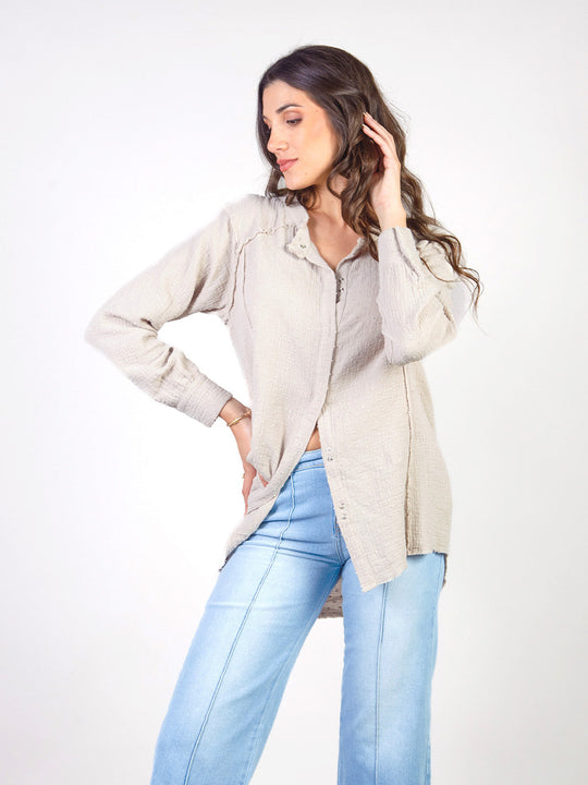 SOLEIL – LONG-SLEEVE BLOUSE WITH MANDARIN COLLAR