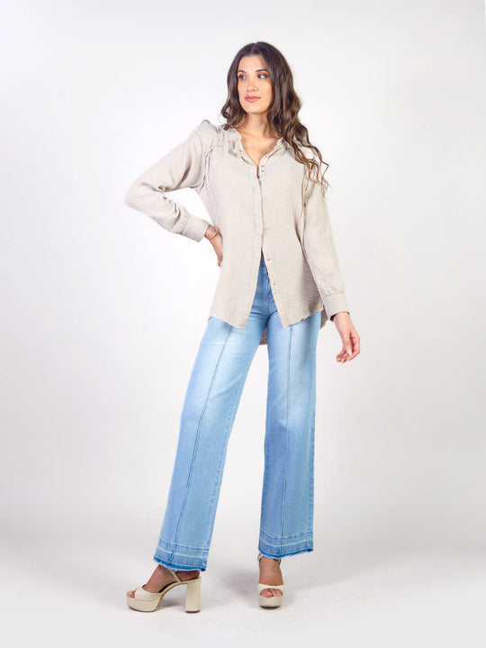 SOLEIL – LONG-SLEEVE BLOUSE WITH MANDARIN COLLAR