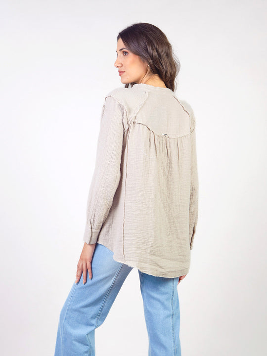 SOLEIL – LONG-SLEEVE BLOUSE WITH MANDARIN COLLAR
