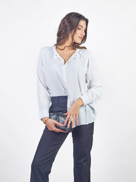 SOLEIL - LONG-SLEEVE BLOUSE WITH MANDARIN COLLAR