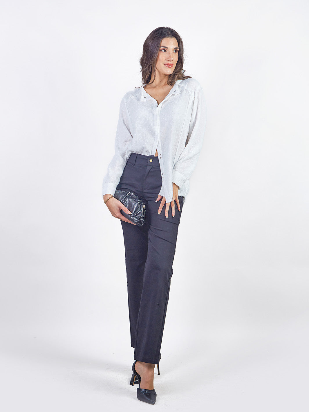 SOLEIL - LONG-SLEEVE BLOUSE WITH MANDARIN COLLAR
