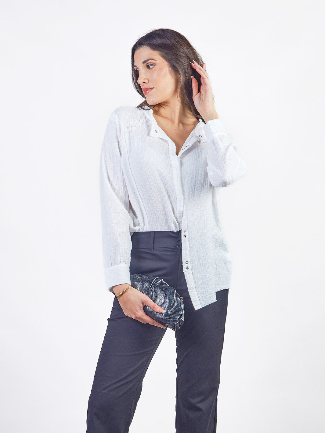SOLEIL - LONG-SLEEVE BLOUSE WITH MANDARIN COLLAR