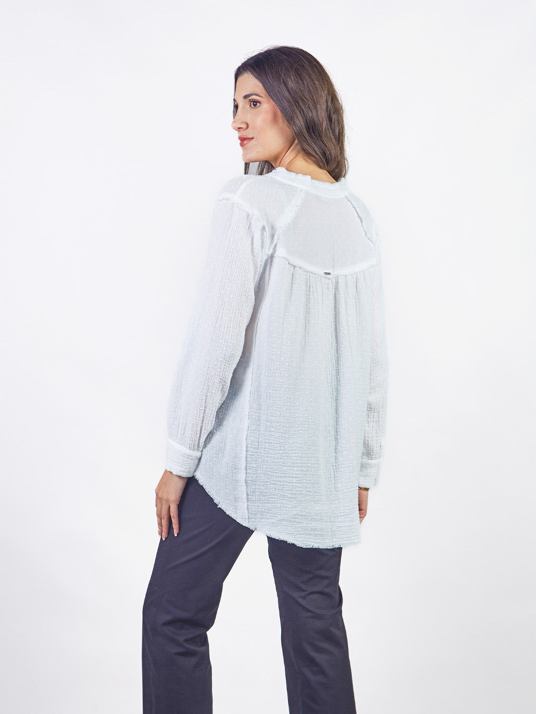 SOLEIL - LONG-SLEEVE BLOUSE WITH MANDARIN COLLAR