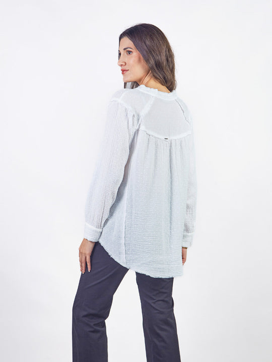 SOLEIL - LONG-SLEEVE BLOUSE WITH MANDARIN COLLAR