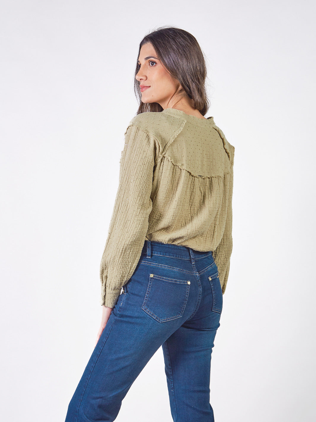 SOLEIL - BLUSA MANGA LARGA CUELLO NERU