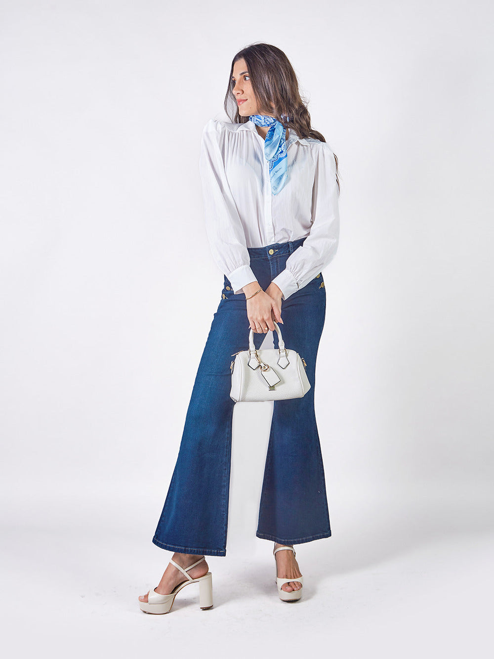 ELBA - BLUSA CAMISERA CON FRUNCES EN LOS HOMBROS