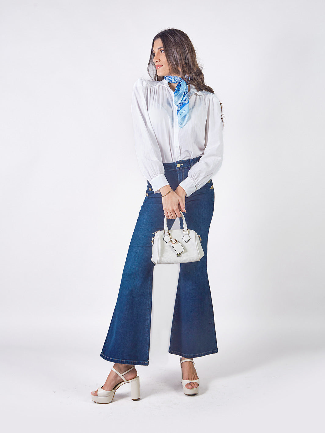 ELBA - BLUSA CAMISERA CON FRUNCES EN LOS HOMBROS
