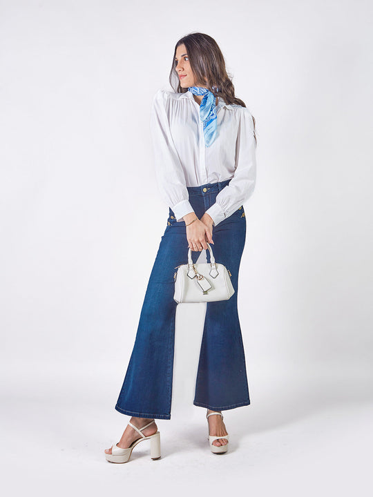 ELBA - BLUSA CAMISERA CON FRUNCES EN LOS HOMBROS