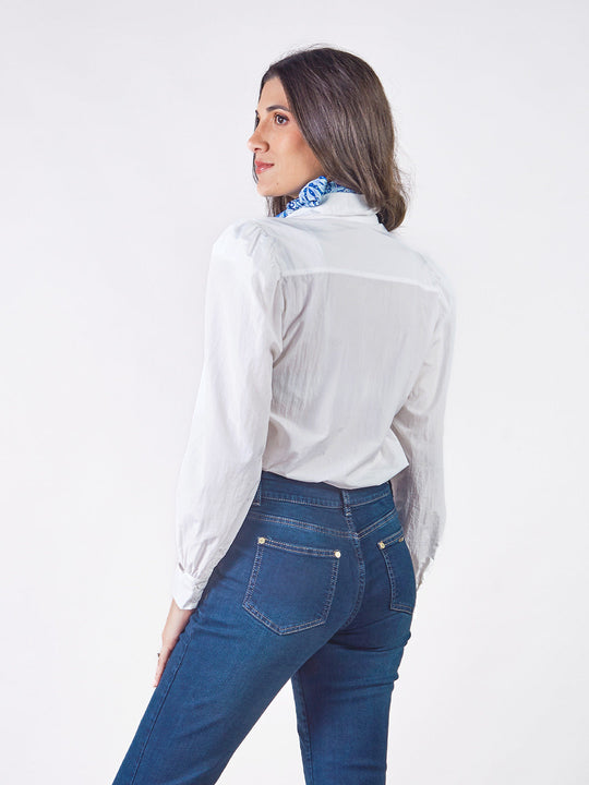 ELBA - BLUSA CAMISERA CON FRUNCES EN LOS HOMBROS