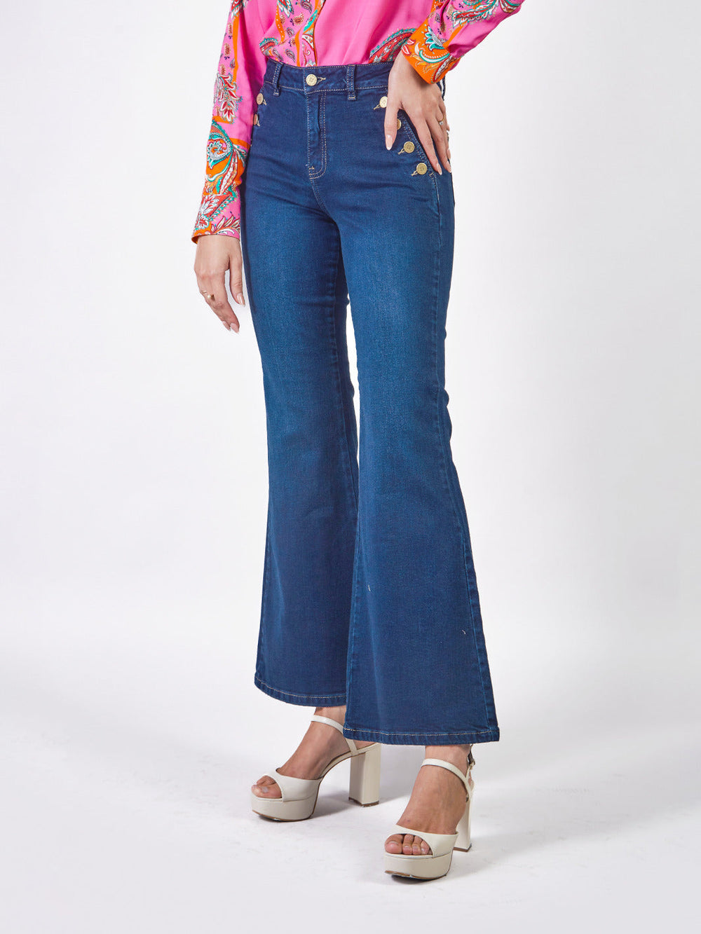 MICHELLE - PANTALÓN DENIM ACAMPANADO
