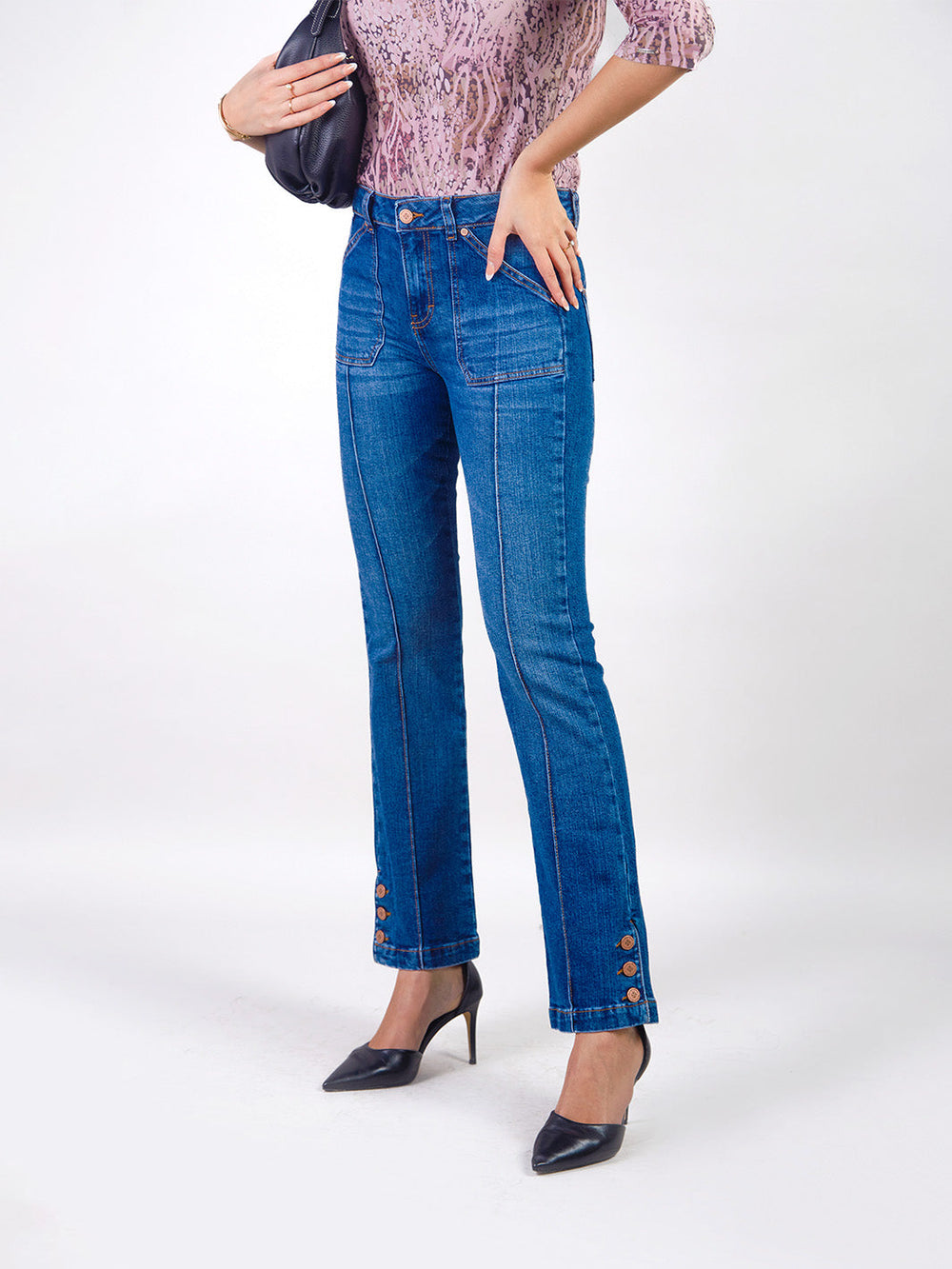 GABRIELLE - PANTALÓN DENIM ESTILO FLARE