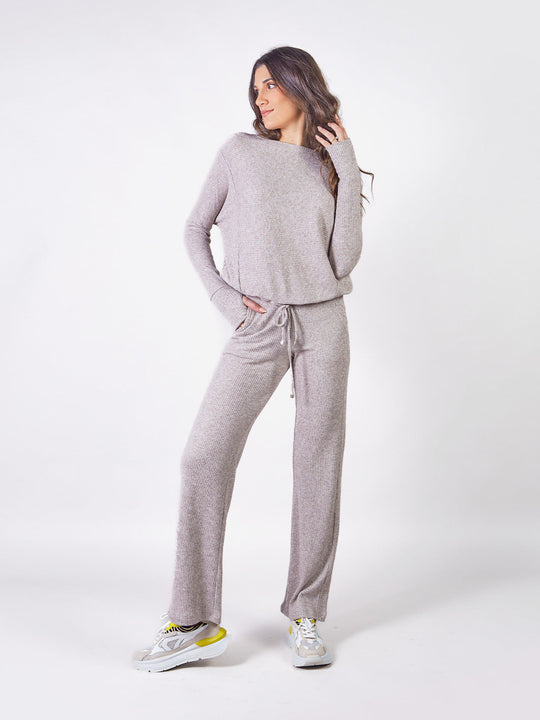 MAITE - PANTALÓN CORTE RECTO DE TELA TEJIDA