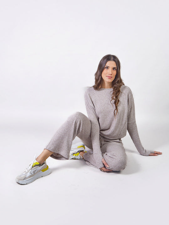 MAITE - PANTALÓN CORTE RECTO DE TELA TEJIDA