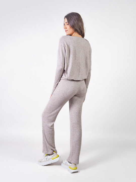 MAITE - PANTALÓN CORTE RECTO DE TELA TEJIDA