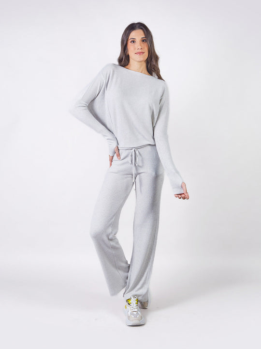 MAITE - PANTALÓN CORTE RECTO DE TELA TEJIDA