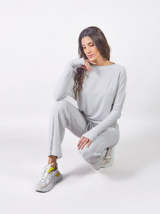 MAITE - PANTALÓN CORTE RECTO DE TELA TEJIDA