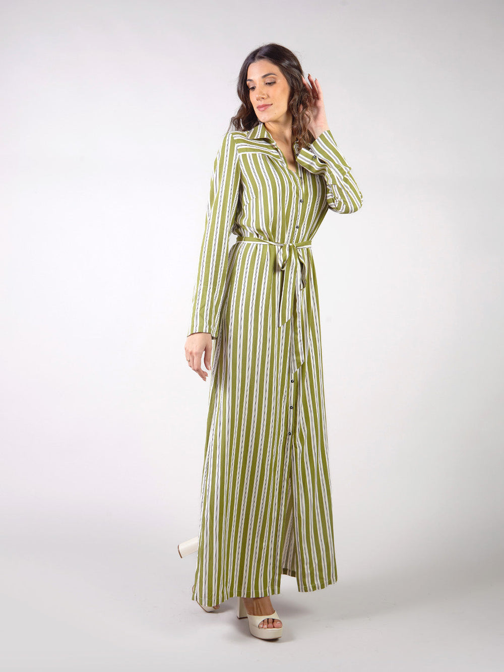 ALMUDENA - VESTIDO CAMISERO MANGA LARGA A RAYAS