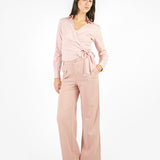 Blusa manga larga envolvente Rosado