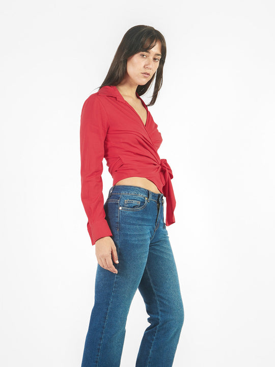 Blusa manga larga envolvente