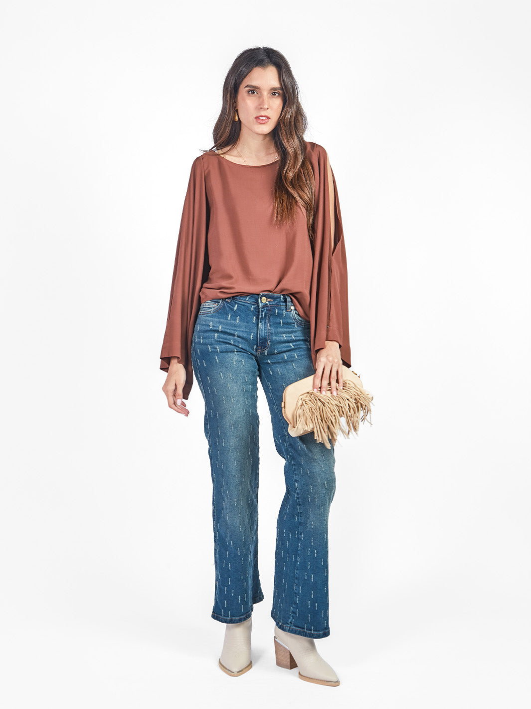 Blusa manga rangla con aberturas