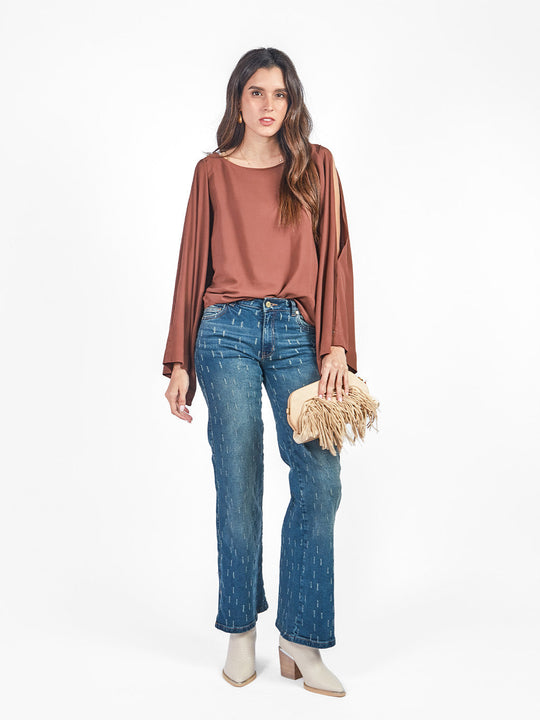 Blusa manga rangla con aberturas