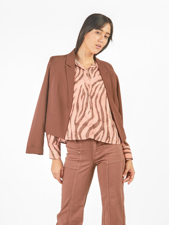 Blusa manga larga con cuello camisero