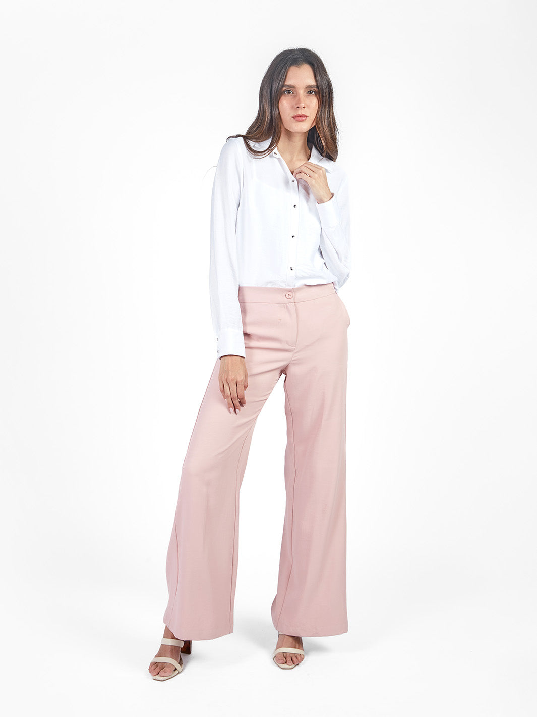 Blusa manga larga con cuello camisero