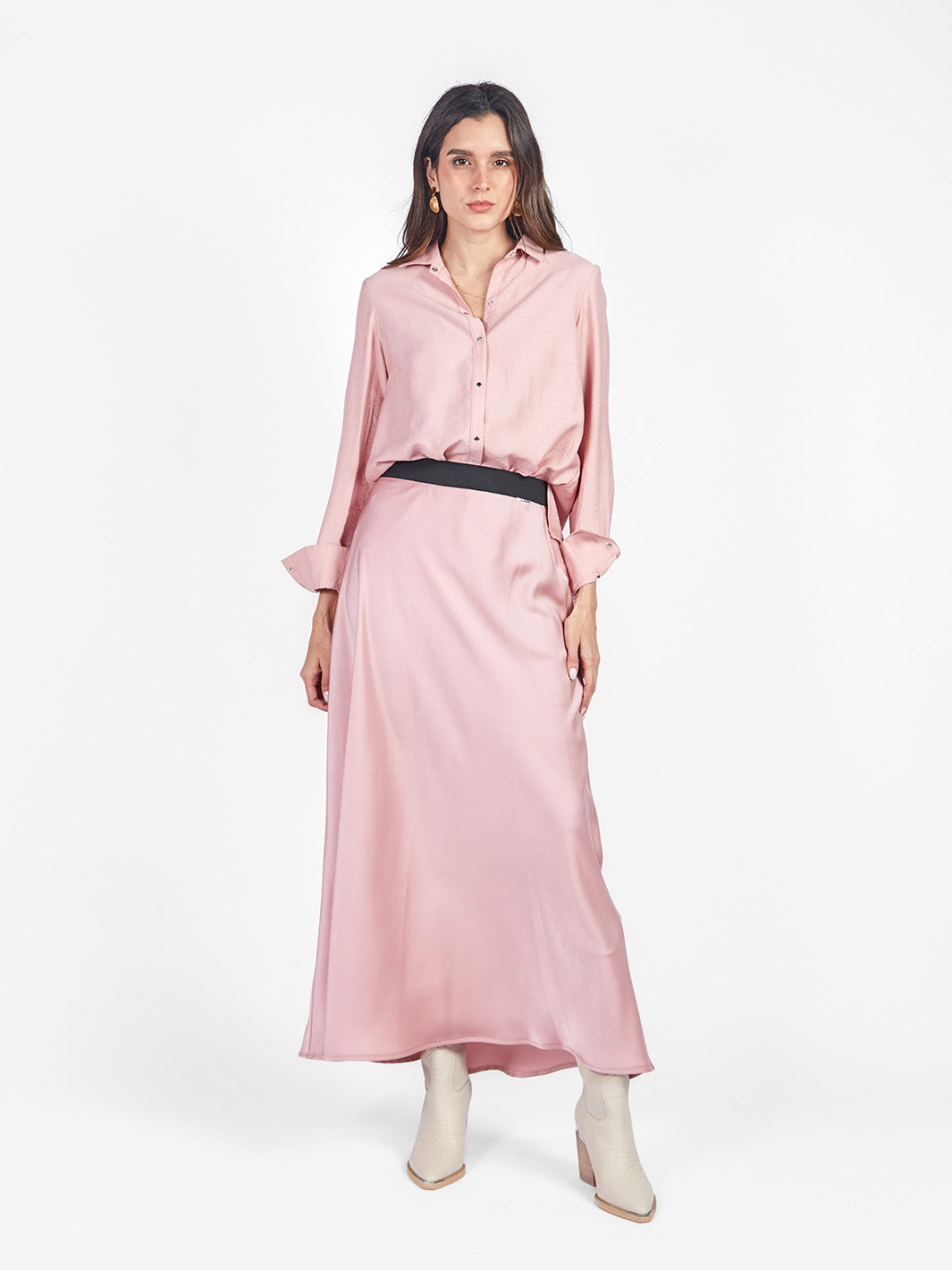 Blusa manga larga con cuello camisero