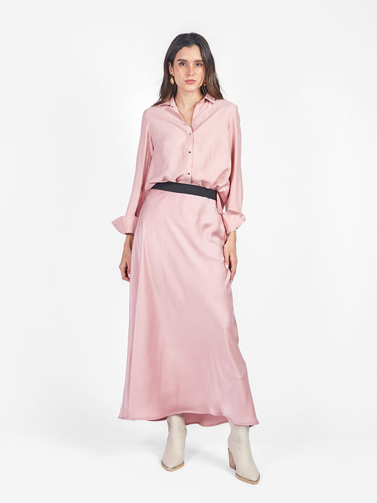 Blusa manga larga con cuello camisero