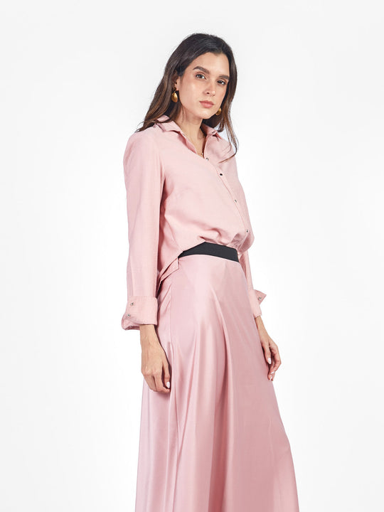Blusa manga larga con cuello camisero