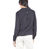 Blusa manga larga con cuello y bolsillos Azul Marino