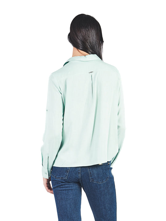 Blusa Manga Larga Con Cuello Y Bolsillos