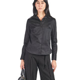 Blusa manga larga con cuello camisero