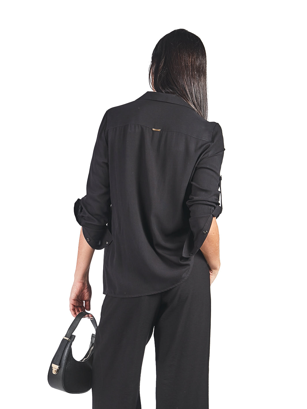 Blusa Manga Larga Con Cuello Y Pechera Escondida