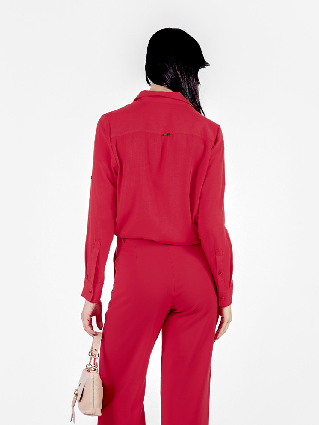 Blusa Manga Larga Con Cuello Y Pechera Escondida