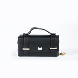 Cartera rectangular en cuero liso Negro